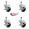 Service Caster 3 Inch Hard Rubber Wheel Swivel 3/8 Inch Threaded Stem Caster Set with Brake SCC SCC-TS20S314-HRS-TLB-381615-4 - alternate 3